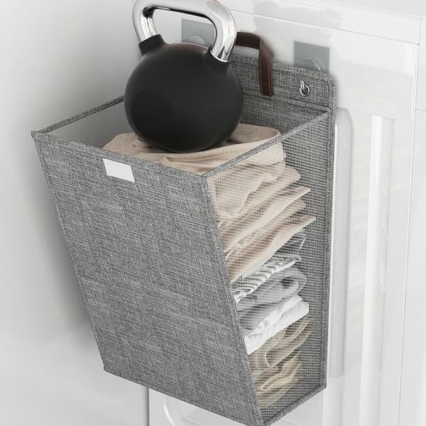 Tvättkorg - Tvättkorg 58x15x41cm, Vikbar + Väggmontering
