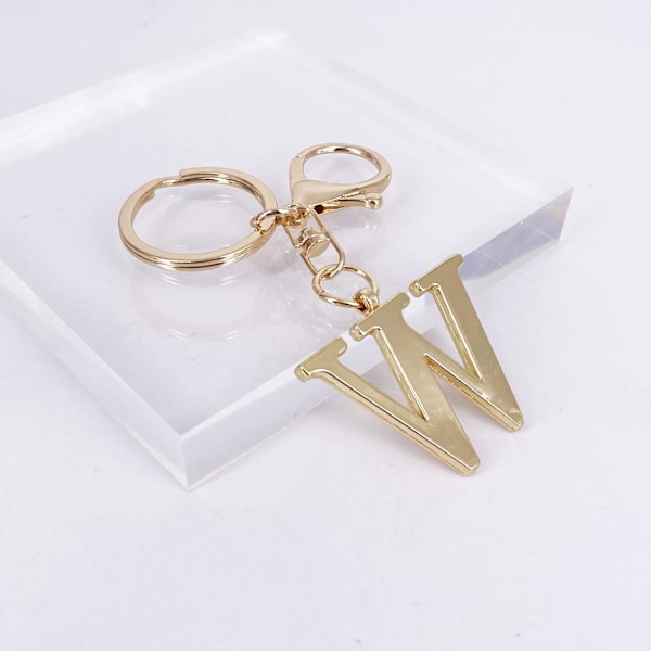 Nøglering med Guld Bogstav A-Z til Kvinder Taske Charms Pung Charms Til Håndtasker Metal Alphabet Initial Letter Nøglering W