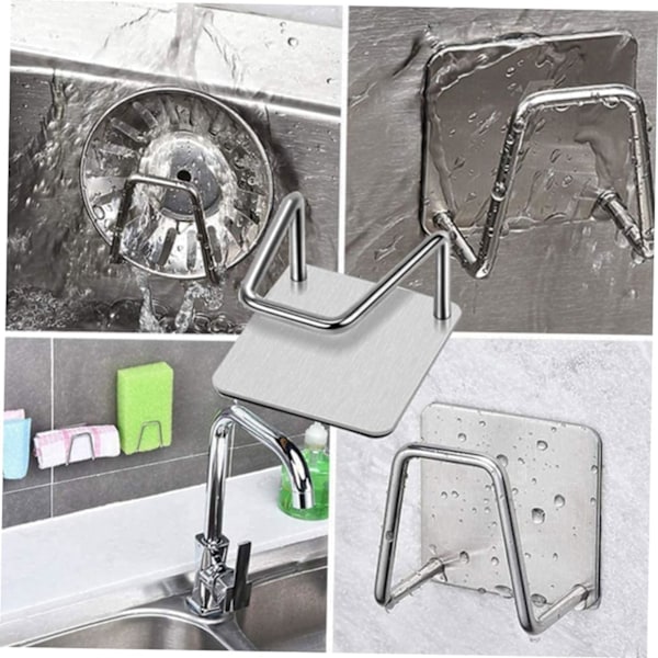 3-pack Hyllor Hushållsförvaring Svampställ Köksställ Köksbänksförvaring Klibbigt Svampställ Hushållsförvaring Silver Rostfritt Stål Silver