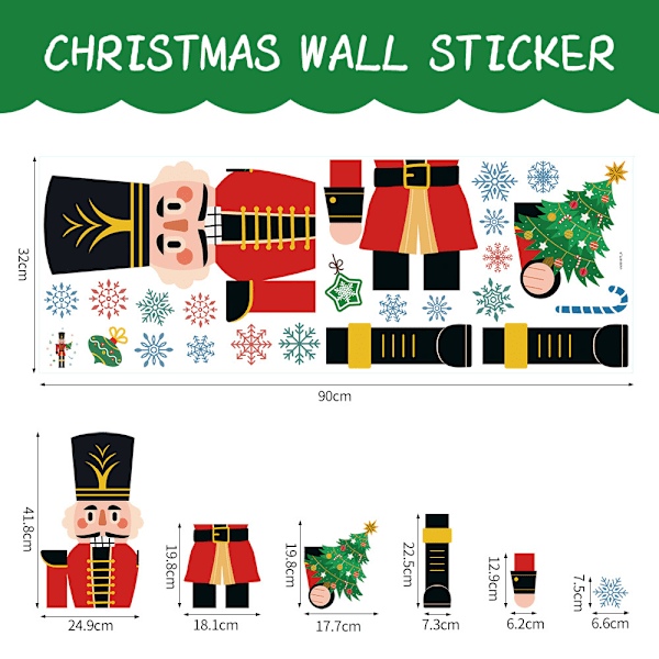 Fortryllende Jule Soldat Vægstickers - PVC Dekoration til Køleskabe & Vinduer med Juletræ & Nøddeknækkere, Juleglæde