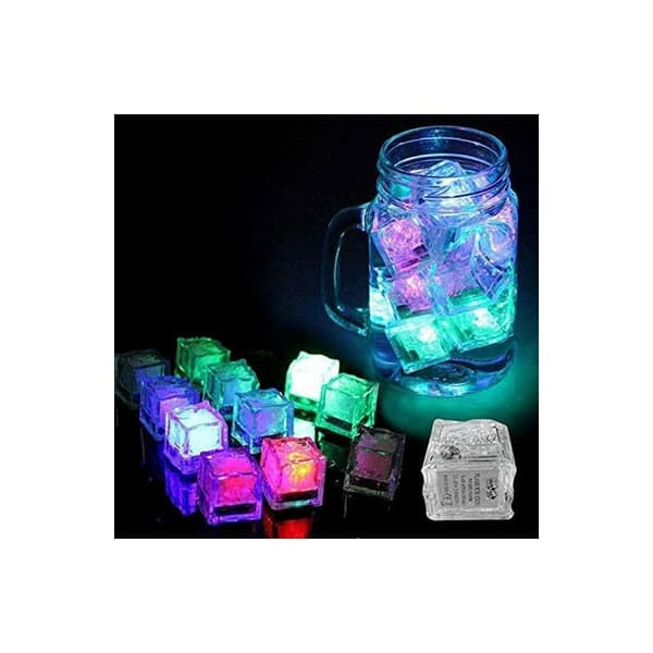 Solcellelampe, solcelle isterningelys, LED isterningeform til 12 LED isterninger, syv farver