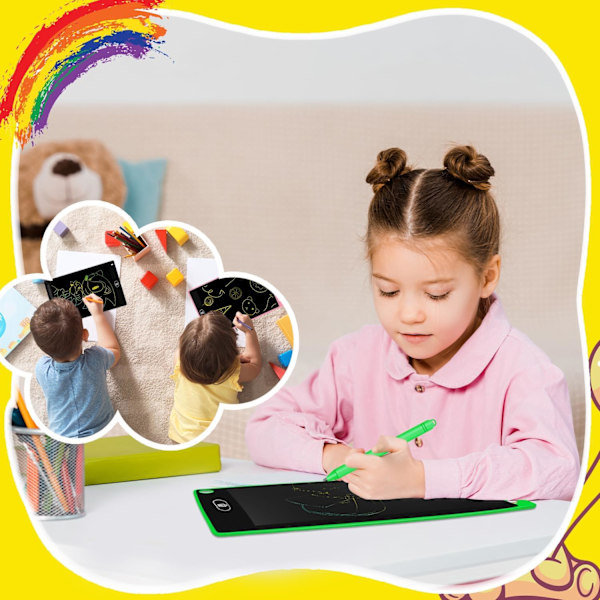 24 st LCD-ritplatta ritplatta 8,5 tum färgglad ritplatta för barn, LCD-raderbar doodle-platta pedagogisk leksakspresent för pojkar flickor