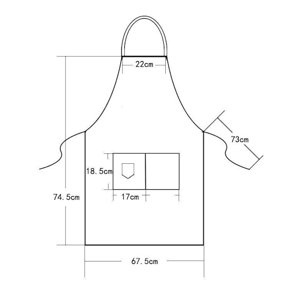Forkle, 67x75cm, Bomullsforkle til kjøkken med justerbar nakkestropp, Profesjonell kvalitet BBQ-forkle