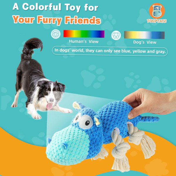 Hunde leker for aggressive tyggere - Hunde leker for å holde dem opptatt Squeaky hunde leker for store hunder (blå, medium)