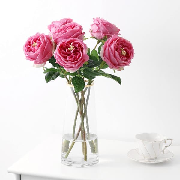 Kunstige roser, roserød, 4 stk. pink