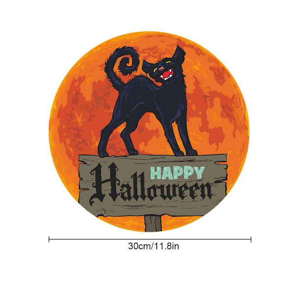 Halloween Bat Witch Crow Lysende Månens Festival Dekoration Fluorescerende Vægsticker (Rød Lys Kat)