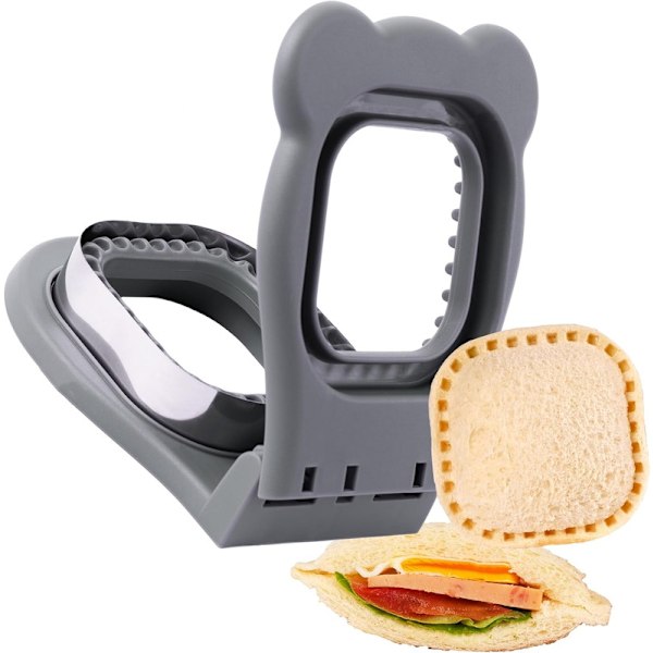 Sandwich Maker Sealer Cutter, Crustless Sandwich Cutter, PB&J Uncrustable Maker - Color Grey, Square Shape