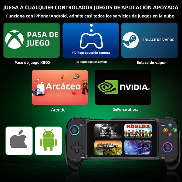 MC100 DinoFire Mobiltelefon Gamepad med Joystick og Bluetooth-kontroller Kompatibel med iPhone og Android Spillkontroller med Triggerknapp