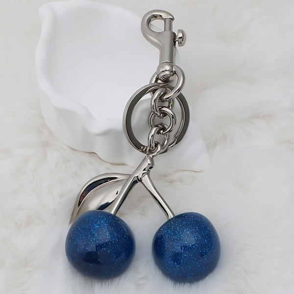 Kirsebær Nøglering Vedhæng, Hængende Kirsebær Dekoration, Fremstillet af Harpiks Legering Materiale, Et Sødt Vedhæng med Unik Charme Blue Cherry