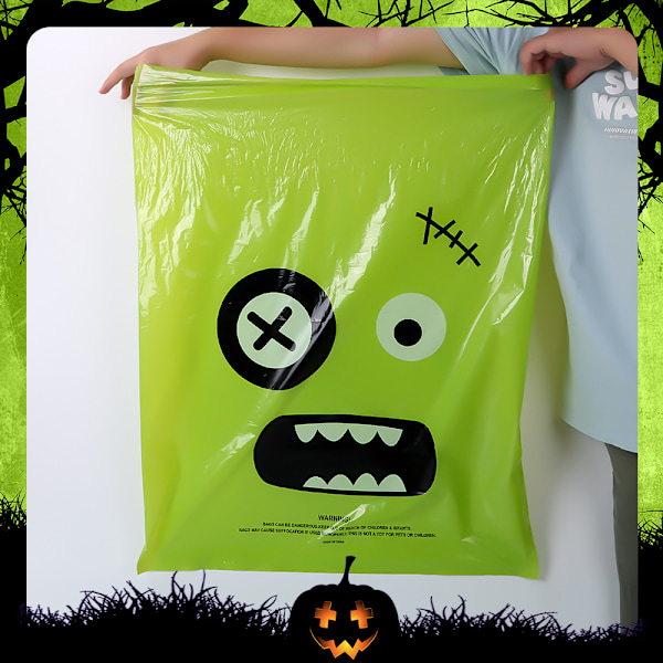 8 st Halloween Pumpabladpåsar Plastgräsmattepåsar med Vridband Höstgårdsavfallspåsar Återanvändbara Gräsmatteskräppåsar Halloween Godispåsar