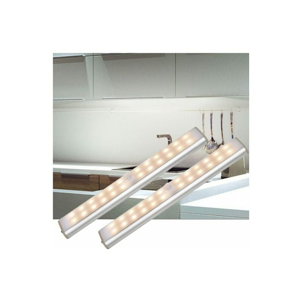 LED lysstrips, LED lysstrips, LED skabsbelysning, varm hvid sensorlys, 2 lysstrips,