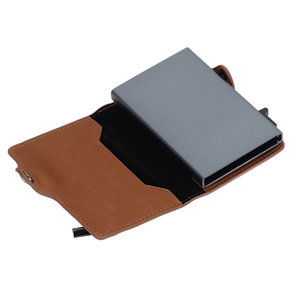 Aluminiumlegering PU-pung, Anti-tabt, Ultra-tynd ID-kreditkortholder, Egnet til Locator Tracking Device-Apricot Apricot