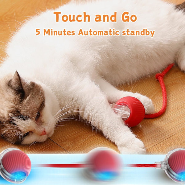 2 stk Interaktive Hundefiler Interaktiv Rullende Hundefile Chewie Viral Rullende Hundefile Katteleker Rullende Ball Elektrisk Hundefile Leke 360° Smart Automatisk Red