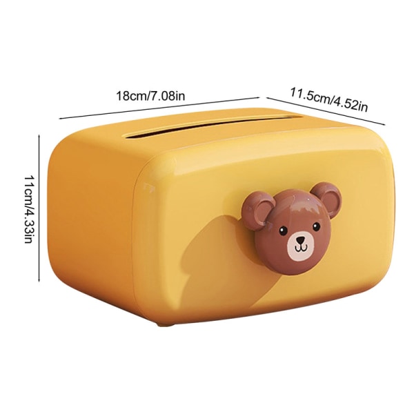Multifunktionel tissue box tegneserie sød bjørn enkel lys luksus boligdekoration serviet opbevaringsboks gul
