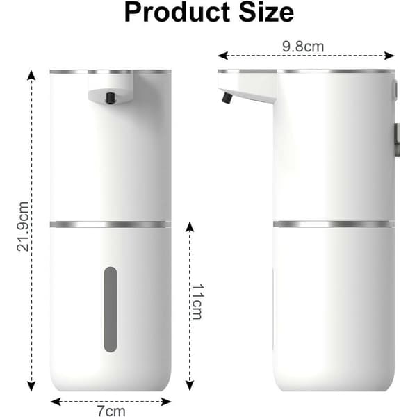 Automatisk såpedispenser, med sensor, IPX5 vanntett, 4 nivåer justerbart væskevolum, 380ml