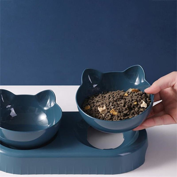 Mat- og vannskål for katt - Automatisk blue