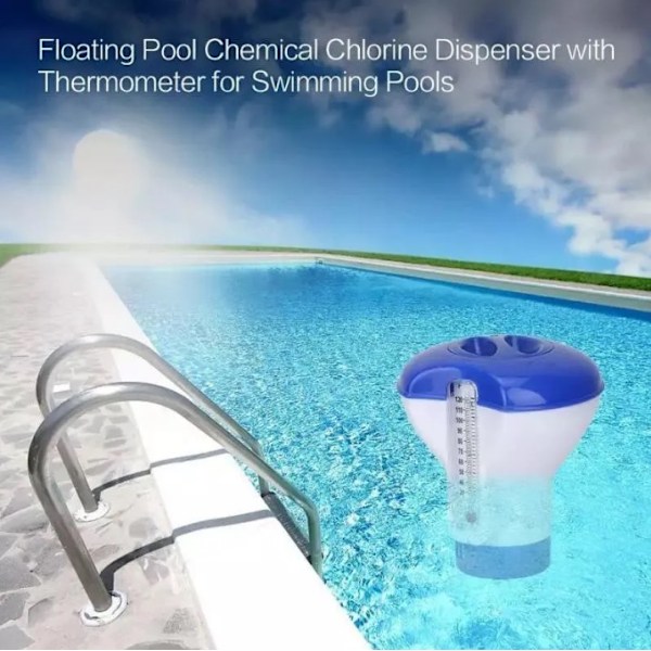 Flydende swimmingpool kemisk klor dispenser med termometer tablet holder vandtestprodukter
