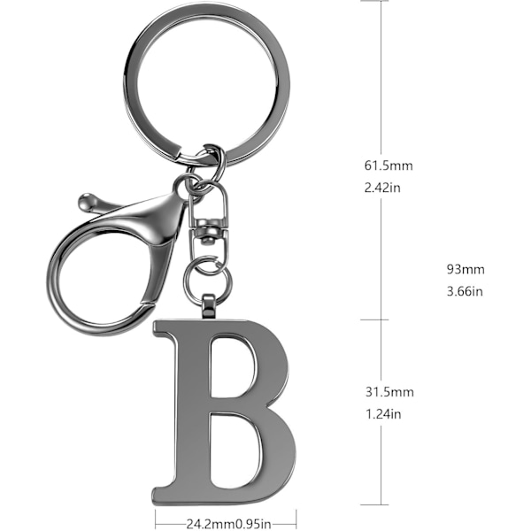 Nøglering med Guld Bogstav A-Z til Kvinder Taske Charms Pung Charms Til Håndtasker Metal Alphabet Initial Letter Nøglering Black-b