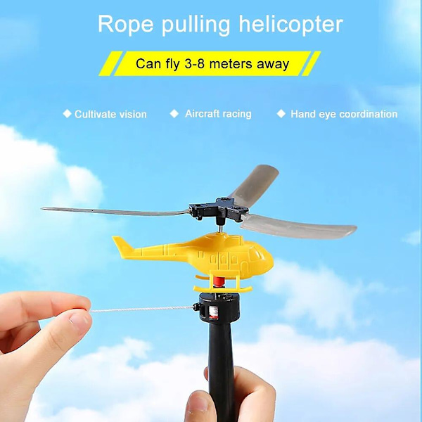 3 st utomhusleksaker för barn Helikopter Bambus Sländplatta Plast Drone Snöre Flygplansmodell Barnpresent Färg Slumpmässig 3pcs