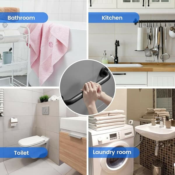 2 stk. 30 cm støttegreb, skridsikre sikkerhedsstøttegreb til badeværelse, toiletstøttegreb