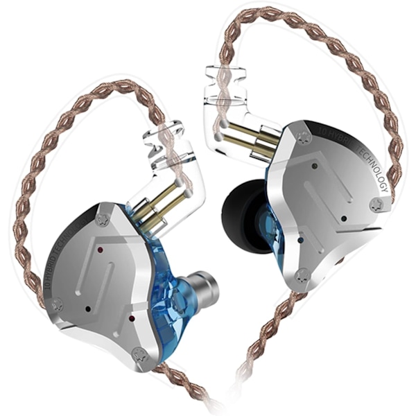 KZ ZS10 Pro 4BA + 1DD Bass Driver In-Ear Hodetelefoner, HIFI Stereo Ørepropper, Svettebestandige Sportshodetelefoner 2-Pin Avtakbar Kabel med Mikrofon Blue No Mic