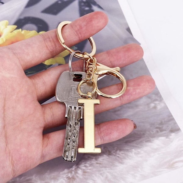 Nøglering med Guld Bogstav A-Z til Kvinder Taske Charms Pung Charms Til Håndtasker Metal Alphabet Initial Letter Nøglering I