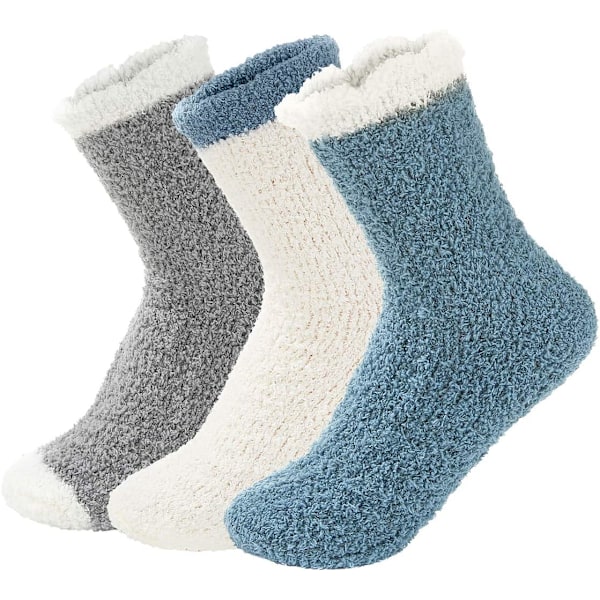Mysiga Varma Toffelstrumpor Kvinnor Super Mjuka Mikrofiber Bekväma Sovstrumpor 6 eller 5 Par A4