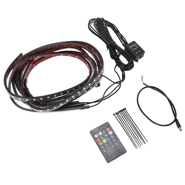 Bil LED Chassis Ambient Light Kit Farverig Stemmestyring med Bluetooth APP og Fjernbetjening Dekorative Lys