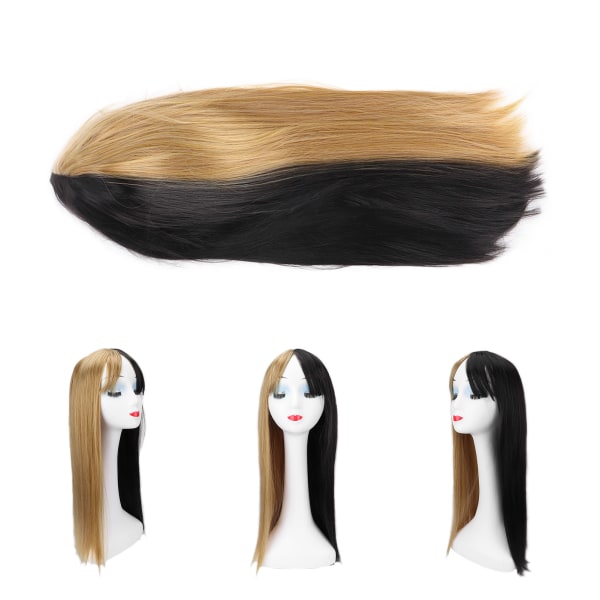 Women's Wig Fashion Natural Look Air Bangs Long Straight Synthetic Wig Suitable for Cosplay Christmas Party Black Flax