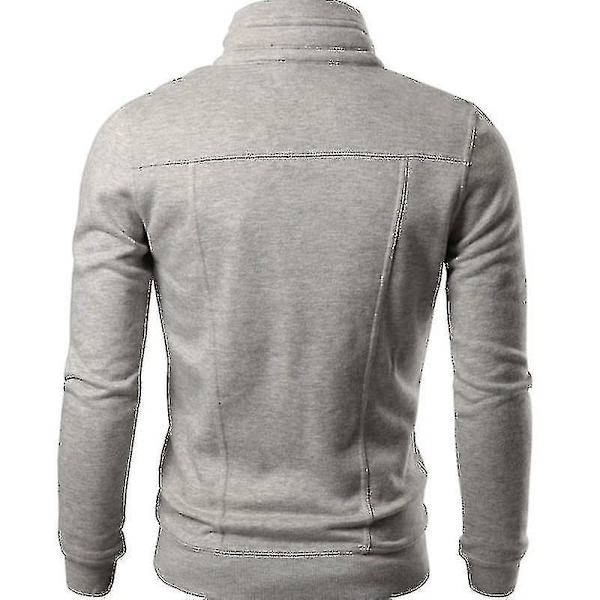 Herrar Höst Vinter Ytterkläder Militärjacka Casual Krage Combat Biker Jacka Rockar Light Gray L