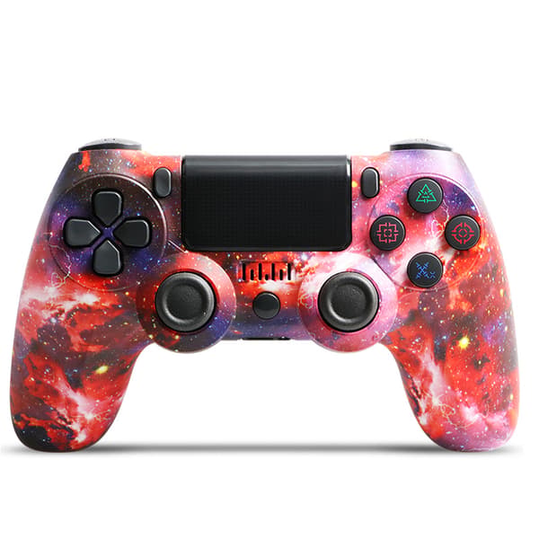 Stjerne Rød Trådløs Bluetooth Controller med PS4/Slim/Pro, Dobbelt Vibration, Kompatibel med Windows, PC, iOS, Android