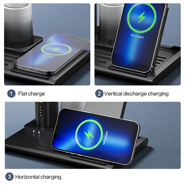 Trådløs ladeskrivebordslampe skrivebord pennholder sammenleggbar mobiltelefonholder