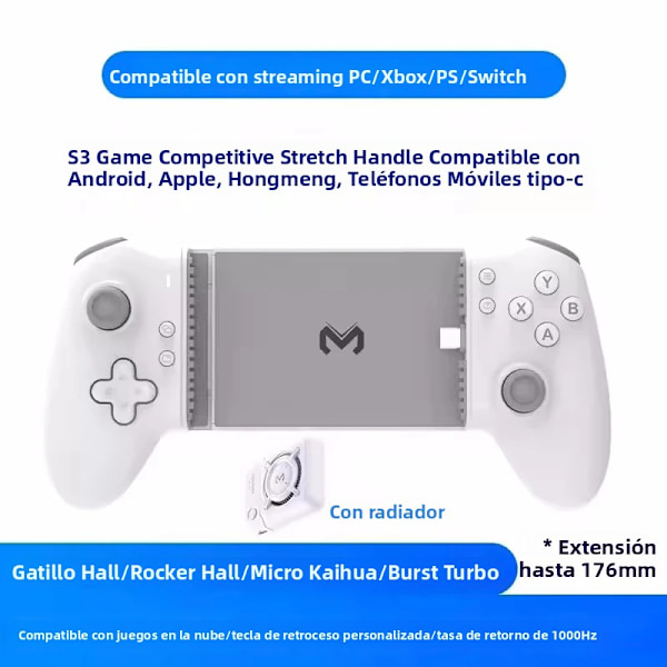 276 mm mobil spilcontroller, Hall Effect joystick, Type-C kablet gamepad til telefon, pc og tablet