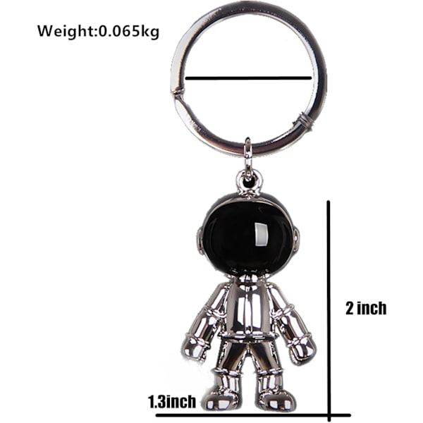 Sort Robot Nøglering Mænd Kreativ Rummand Bil Nøglering Ring til Kontor Rygsæk Pung Charm Silver