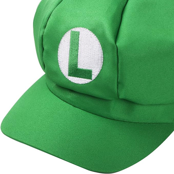 Sæt med 2 Super Mario-hatte - Mario og Luigi Caps Rød og Grøn