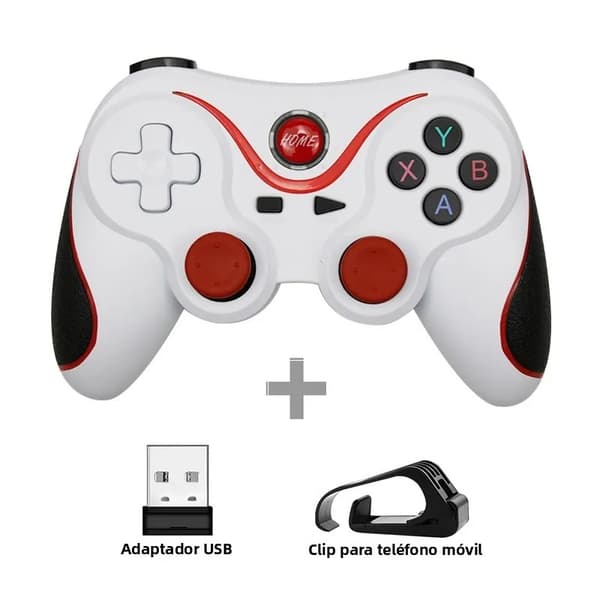 Hvid Controller med Adapter Bluetooth Gamepad, Kompatibel med Android, PC, Switch Style, PS3