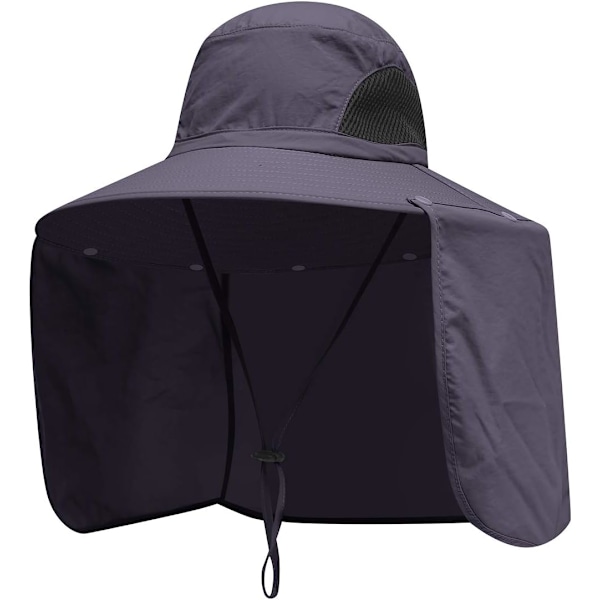 Solskyddshättor för utomhus, fiskehatt med nackklaff, stor brätte, utomhushatt, mörkgrå 02 Dark Gray 02