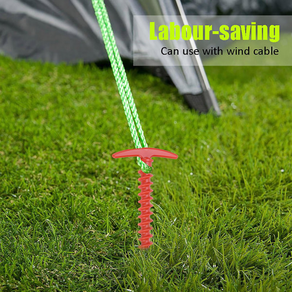 5 kpl Nailon Ulkoilma Camping Retki Teltta Tappi Maan Kynnet Ruuvi Naula Stakes (Punainen) （14.5cm）