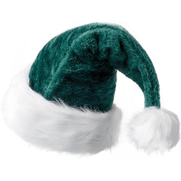 Luftig Jultomtehatt för Vuxna Män Kvinnor med Plyschkant och Komfortfoder för Julgåva Festtillbehör 1 Green Santa Hat