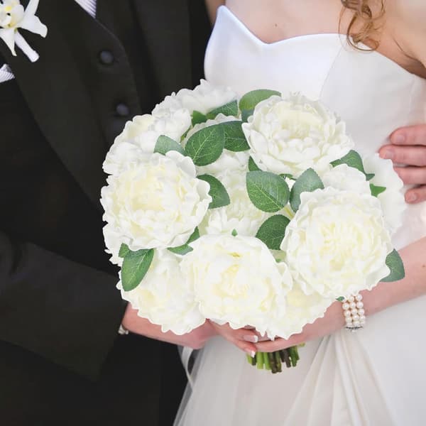 Kunstig pæon og rose, hvid, 20 stk. White