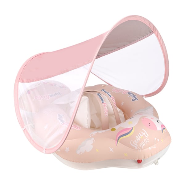 Oppustelig Baby Svømme Ring, Baby Pool Sæde med Baldakin, Oppustelig Svømme Ring til Børn, Baby Pool Ring og Solbeskyttelse til 6-36 Måneder XL XL