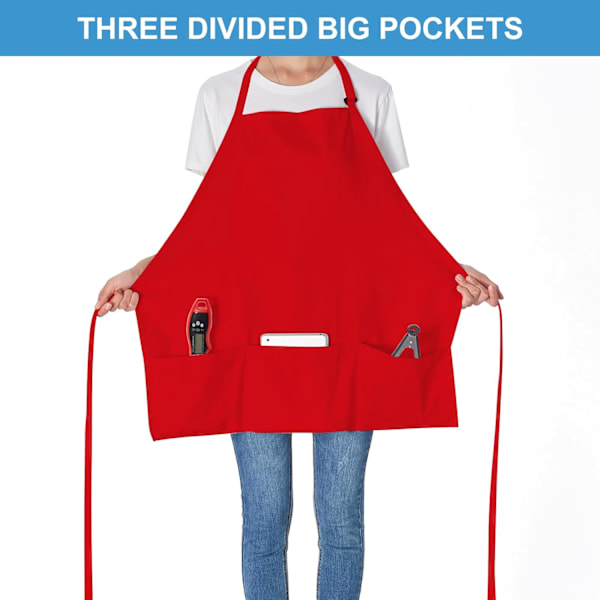 2-pack 3-fickors justerbar bib-förkläde kockkök matlagning förkläden för kvinnor män, svart