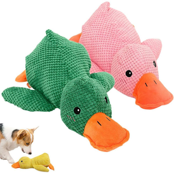 Quack-Quack Andedukke Hundefile, 2024 Nyeste Holdbar The Mellow Dog Rolig Andedukke Hundefile, Gul Stuffet Andedukke Hundefile for Hunder Innendørs Valp (Gul) Green Pink