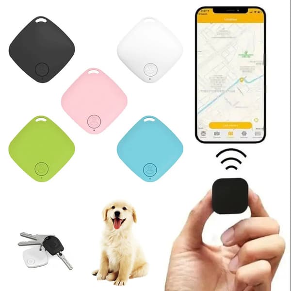 Mini blå Bluetooth GPS-tracker, kompatibel med husdjur, barn, nycklar, plånböcker och iOS/Android-system.