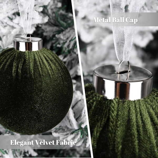 Julepynt Fløyelsballer - Pakke med 15 stk Uknuselige Julekuler Dekorasjonssett - Flerfarget Grønn Brun Nøytral, 80mm 3.15 tommer
