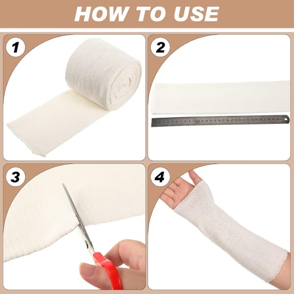 Elastisk tubebind af bomuld, gipsbandage elastisk bandagerulle, komfortabel elastisk gipsærme, egnet til arme, ben og knæ (4,5 CM × 5 M)