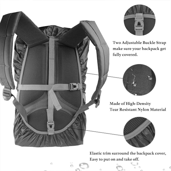 Hög Synlighet Ryggsäcksregnöverdrag med Reflekterande Remsa 100% Vattentät Ultralätt Ryggsäcksöverdrag, Förvaringsficka, Armég Grön M (För 25L-35L Ryggsäck) Army Green M