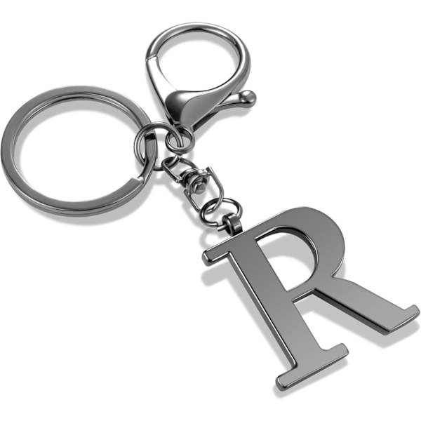 Nøglering med Guld Bogstav A-Z til Kvinder Taske Charms Pung Charms Til Håndtasker Metal Alphabet Initial Letter Nøglering Black-r