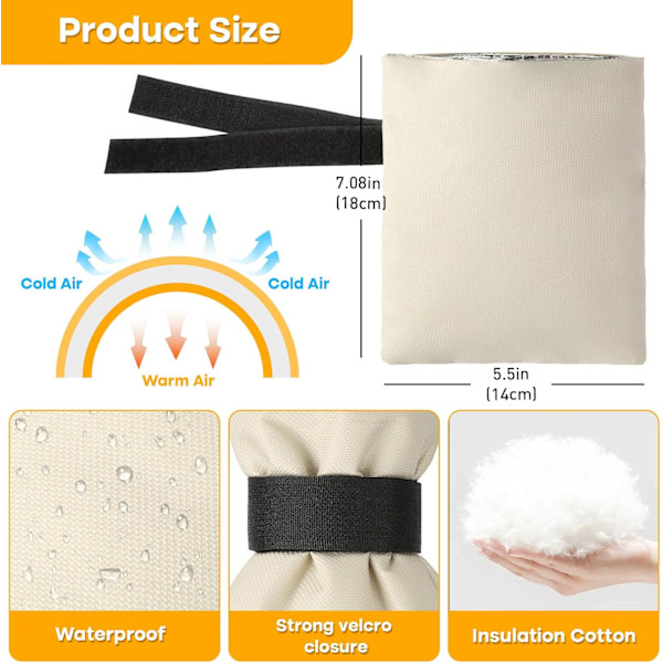 Utomhuskranöverdrag för vinterfrostskydd Återanvändbara slangkranöverdrag Utomhus Vattentäta Kranöverdrag, 5,5 tum B x 7,1 tum H, Beige (2-pack Beige