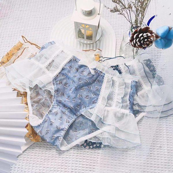 Plus size damtrosor, triangelshorts, transparent, blommiga, sexiga, tre stycken, lätta och andningsbara. L